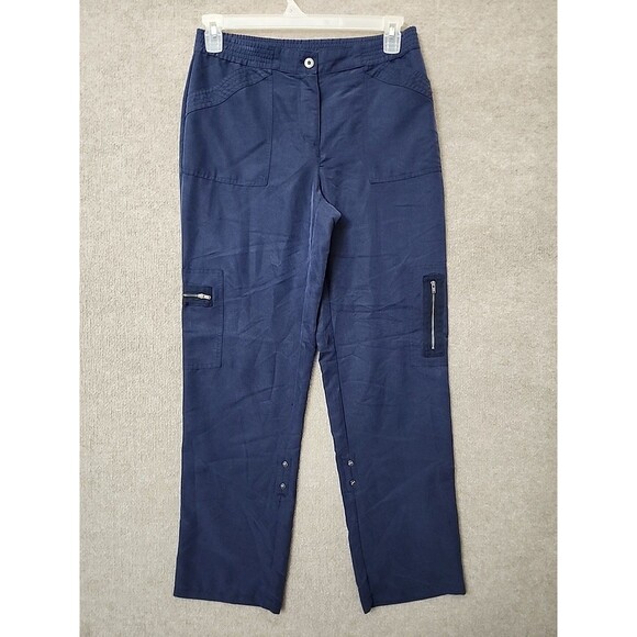 Chicos Utility Convertible Pants Womens 1 US 8 Blue Cargo Lightweight Elastic - Picture 1 of 10